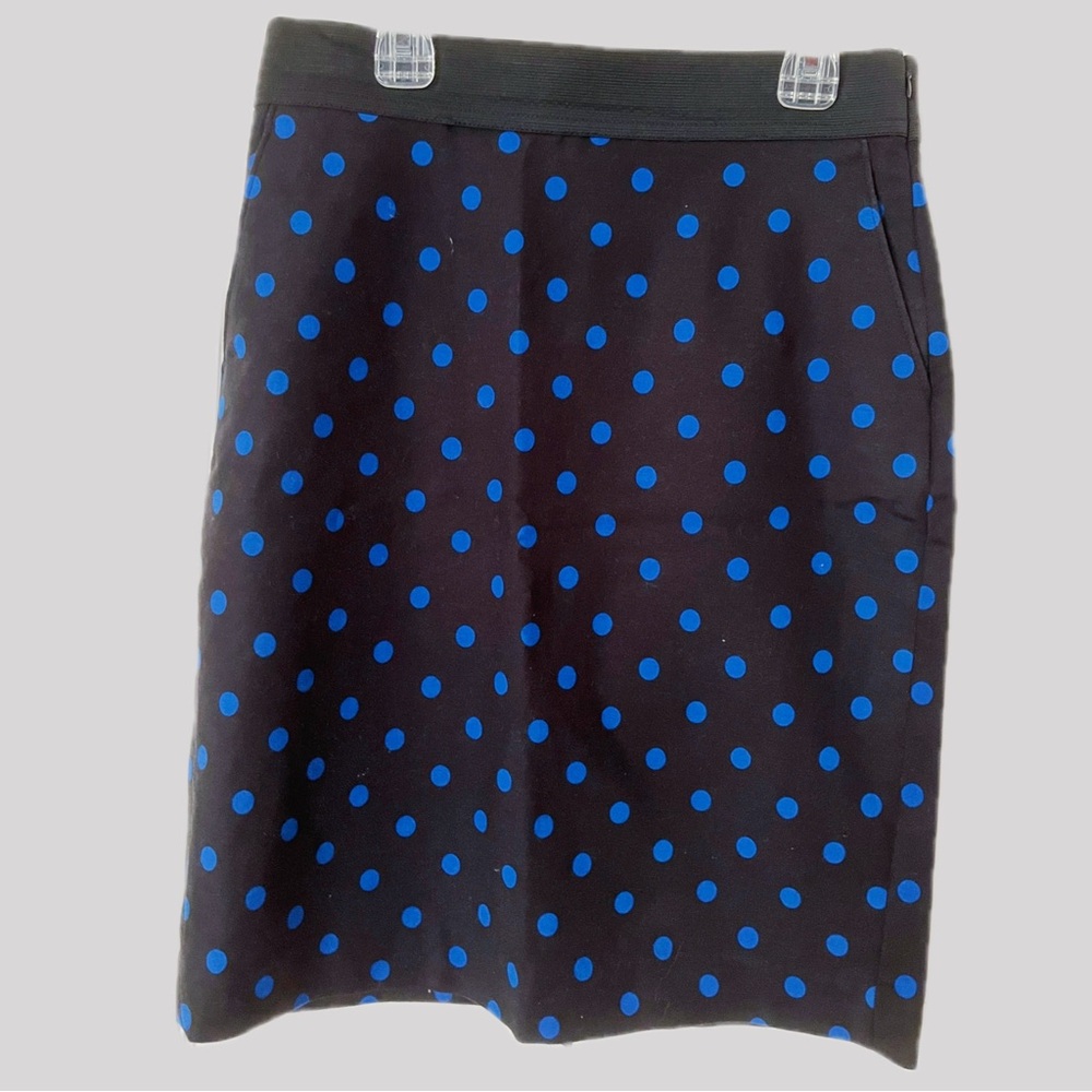 Black Blue Polka Dot Pencil Skirt Size 6 — Workwear, Chic, Casual